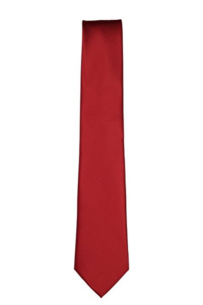 1001 Kravat Self Patterned 7 cm Wide Thin Red Tie