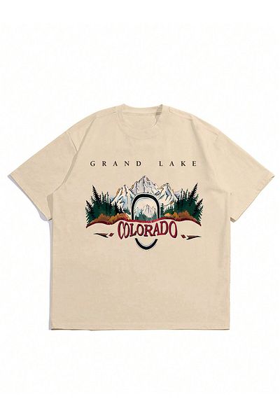 EVIus Μπλουζάκι με στάμπα Grand Lake Colorado Oversize