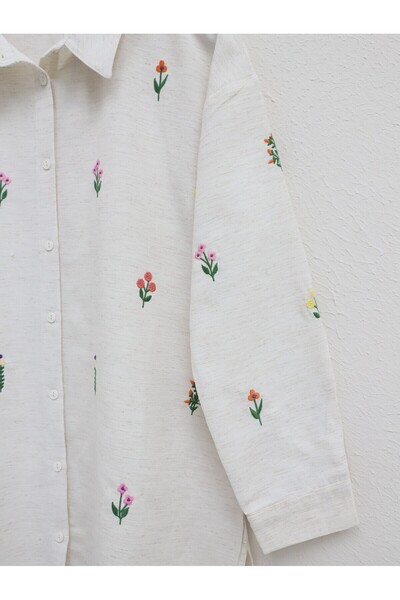 Lavanta Tekstil Floral Embroidered Linen Double Set