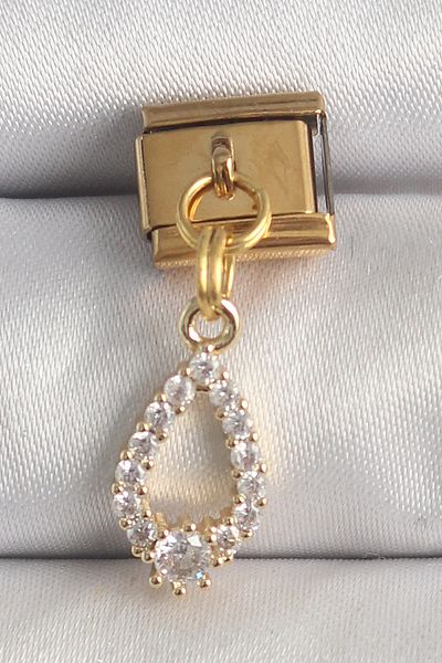 E BULURUM 316L Steel Gold Color Hanging Zircon Stone Drop Model Nomination Charm