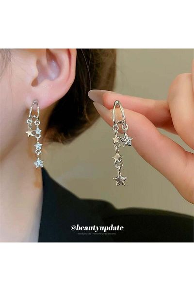 Pelin Aksesuar Silver Stone Star Earrings