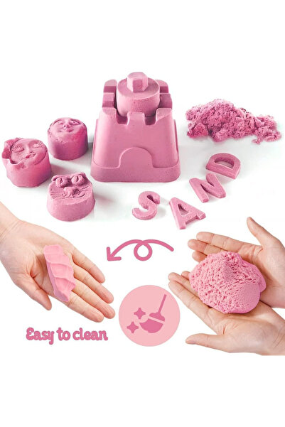 Toyuncakçı Doğal Kinetik Kum 2 kg Pembe renk.6kalıp