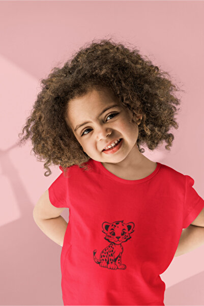 MG Leopard Print Children's Crew Neck Cotton Oversize Short Sleeve T-Shirt