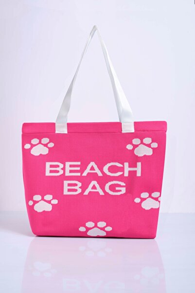 Sebir Moda Τσάντα παραλίας με μοτίβο ποδιών από πλεκτό ύφασμα