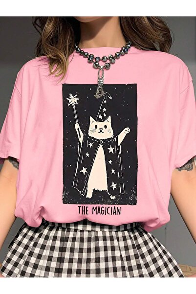 EVIus Μπλουζάκι με λαιμόκοψη με στάμπα Magician Cat