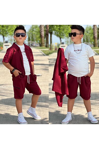 zeynoshkids Boys' Summer Shirts-T-Shirts-Capri Bottoms Top Eid 3 Piece Sports Set