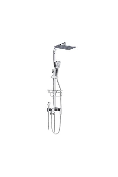 Blackswan Design Shower column, Blackswan, Type M117, chrome model with digital display, spout and bidet shower, 116 cm