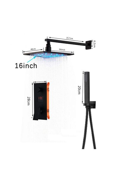 Blackswan Design Set baterie dus, Blackswan, Tip M73.69 LED, model negru mat, dimensiune 40 cm