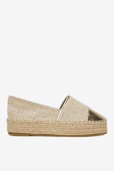 DeeZee Espadrile damă aurii cu platformă, toc 36