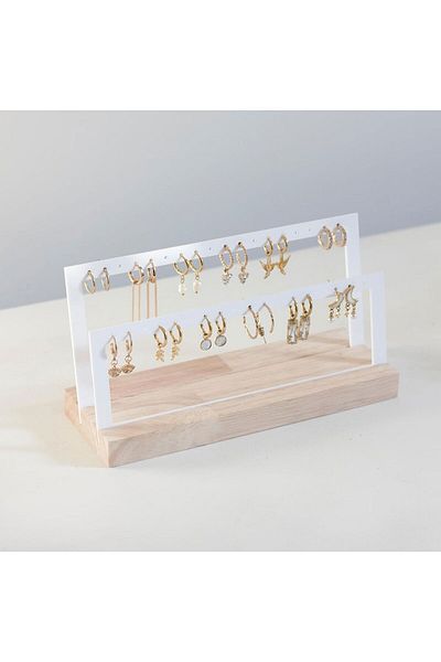 Madam curie Double Deck Earring Stand (White)