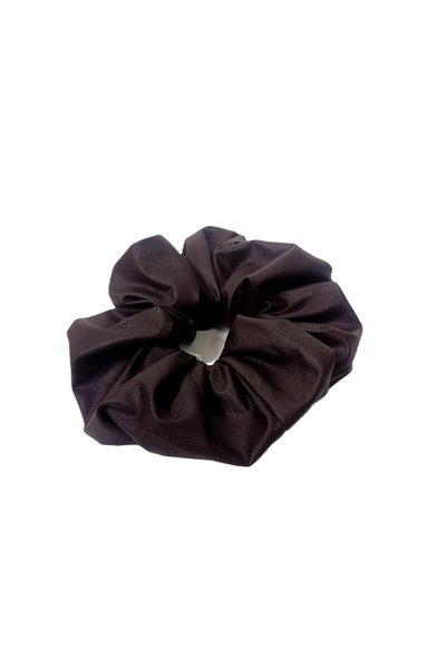 SYAZE Thin Leather Fabric Medium Size Scrunchie – Bitter Brown
