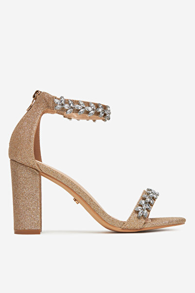 DeeZee Sandale damă cu toc jos, auriu, 37