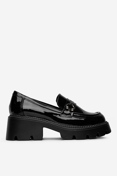 DeeZee Mocasini damă cu talpă joasă, negri, platformă 40