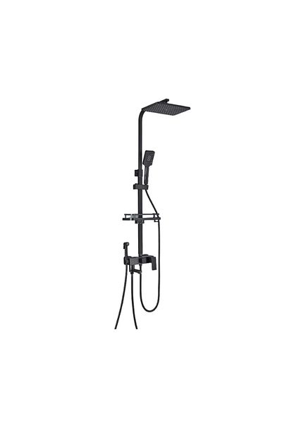 Blackswan Design Shower column, Blackswan, Type M130, adjustable matt black model, movable spout, pressure shower, 29 cm
