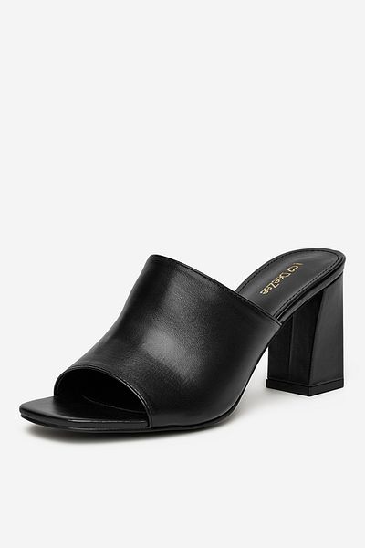 DeeZee Flip-flops cu toc pentru femei, negru, cu toc bloc jos, 39