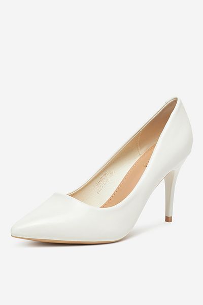 DeeZee Pantofi cu toc înalt și stiletto alb, de damă, cu talpă 36