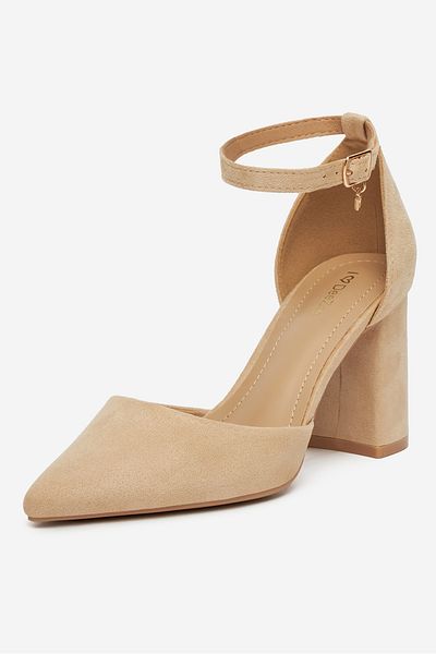 DeeZee Women's Pumps on a block low beige block 35