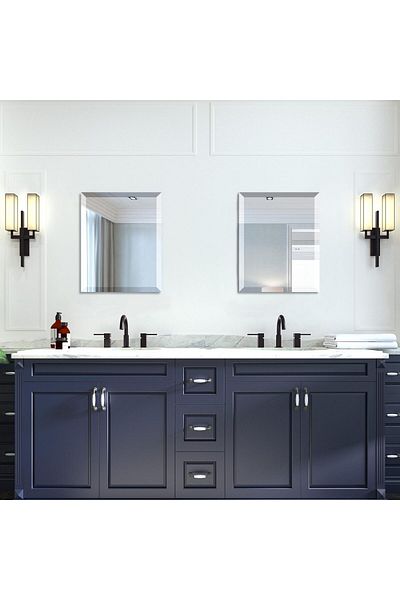 Brands For Less Beveled Mirror Bathroom Mirrors for Wall, Frameless Rectangle Bathroom Mirror with Beveled Edge,