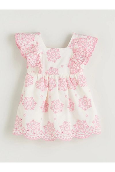 LC Waikiki Lcw Baby Beige Baby Girl Floral Embroidery Dress