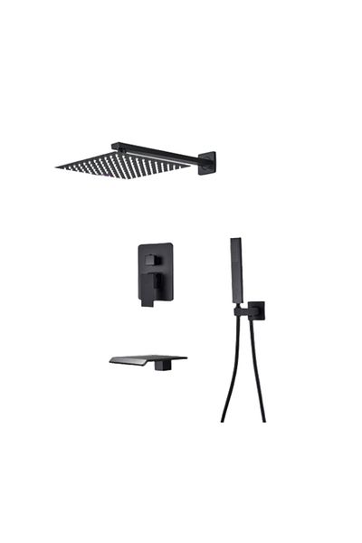 Blackswan Design Set baterie dus, Blackswan, Tip M77.4, model cascada negru mat, dimensiune 40 cm