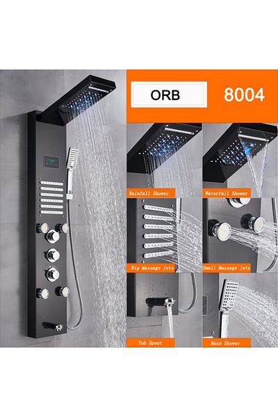 Blackswan Design Panel dus, Blackswan, Tip M8004, model negru cu pipa, afisaj digital, LED si functii SPA, 121 cm
