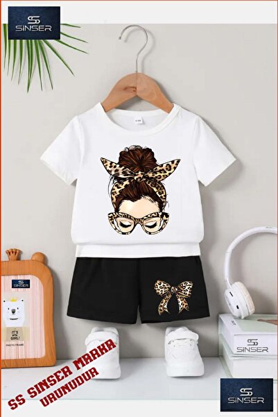 SS SİNSER Tricou cu gât rotund cu imprimeu special pentru copii „GIR LEOPARD ...