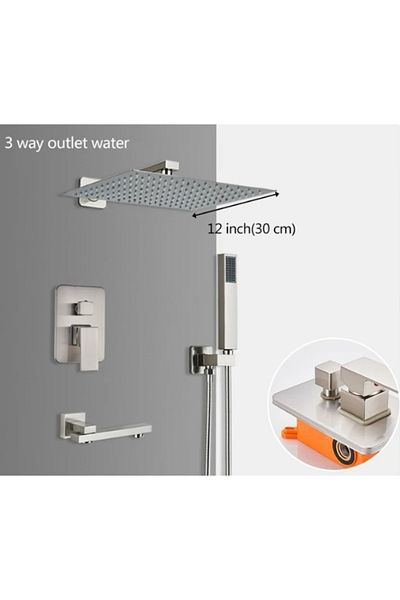 Blackswan Design Shower mixer set, Blackswan, Type M268, matt nickel model, with 3 ways and movable spout, size 30 cm