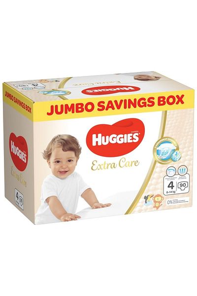 Huggies HUGGIES Extra Care Diapers Size 4, 8-14 kg, 90 Count