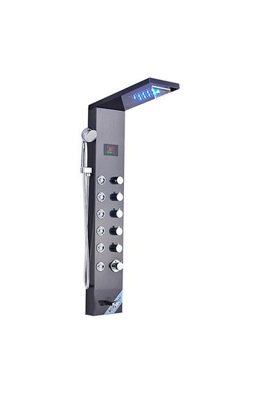 Blackswan Design Shower panel, Blackswan, Type M8007, black model with spout, digital display, LED and SPA functions, 126 cm