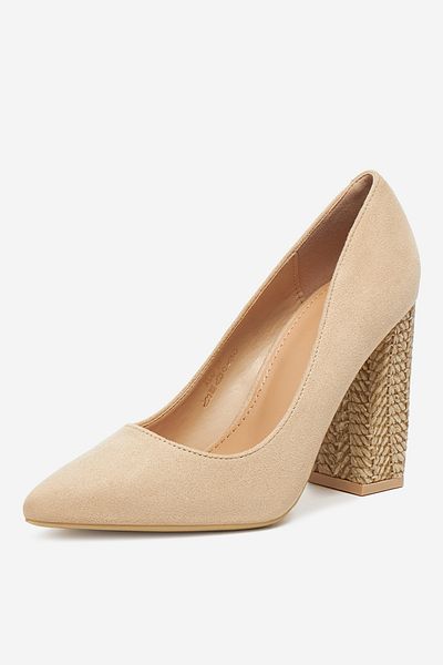 DeeZee Women's Low Heel Pumps Beige Block Heel 39