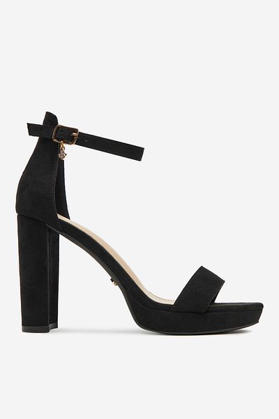 DeeZee Sandale damă cu toc jos, negre, 38