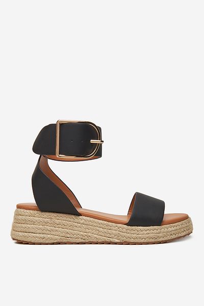 DeeZee Sandale joase pentru femei, negre, cu platformă, 38