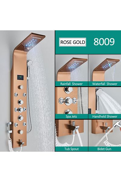Blackswan Design Panel dus, Blackswan, Tip M8009, rose gold,afisaj digital, dus bideu, LED, functii SPA, 128 cm