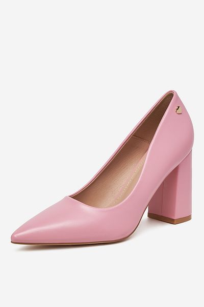 DeeZee Women's Pumps on a block low pink block 40