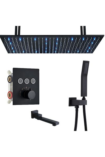 Blackswan Design Set baterie dus, Blackswan, Tip M161, negru, termostat, iluminare LED, montare tavan, 80 cm