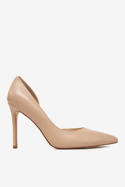 DeeZee Pantofi cu toc stiletto bej pentru femei din piele, model 37