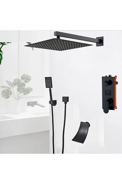 Blackswan Design Shower mixer set, Blackswan, Type M3.1, matt black model, size 20 cm
