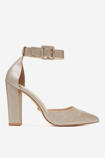 DeeZee Pantofi cu toc jos auriu pentru femei, 39