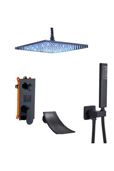 Blackswan Design Shower mixer set, Blackswan, Type M3.14 SMART/ LED, matt black model, size 20 cm