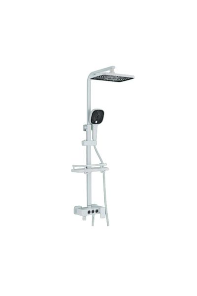 Blackswan Design Shower column, Blackswan, Type M229, white, with 3 ways, SPA type hand shower and concealed mobile spout, 116 cm