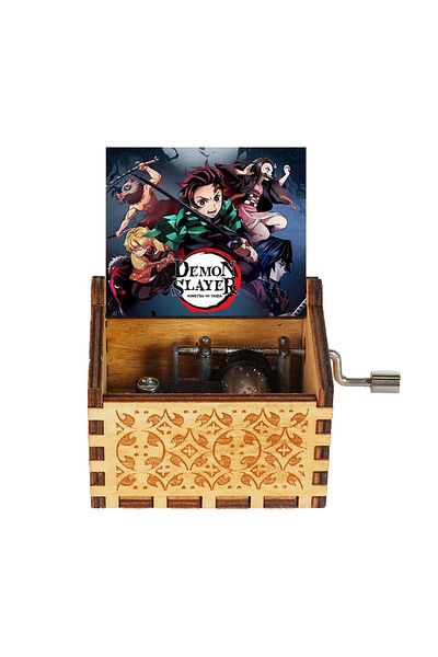 Disney Demon Slayer4 Wooden Music Box Frozen and Demon Slayer Beauty Hand Cranked Home Decoration Carved Mu