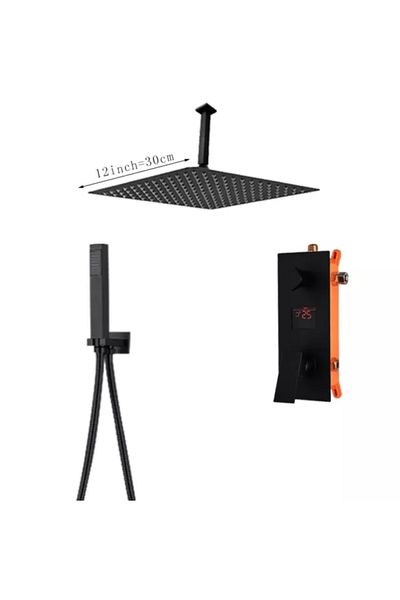 Blackswan Design Set baterie dus, Blackswan, Tip M73.51, model smart negru mat, dimensiune 30 cm