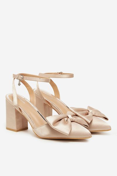 DeeZee Pantofi cu toc bloc pentru femei, bej, cu toc bloc jos, 41