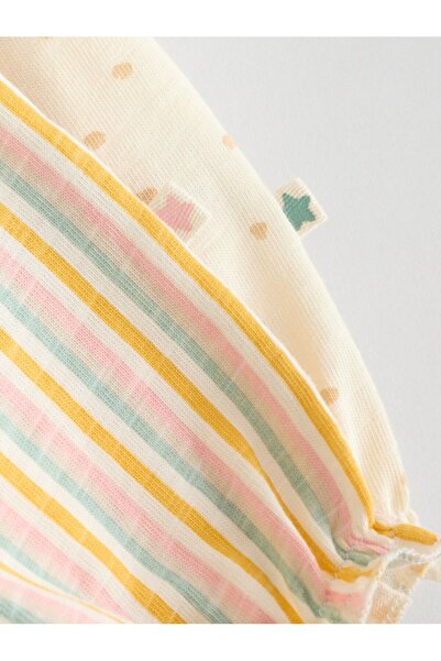 Next Baby 100% Cotton Cream Striped Straps 2-Piece Romper Set