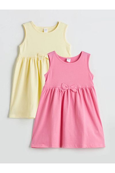 LC Waikiki Lcw kids pink ribbon detailed girl's jersey dress 2-piece