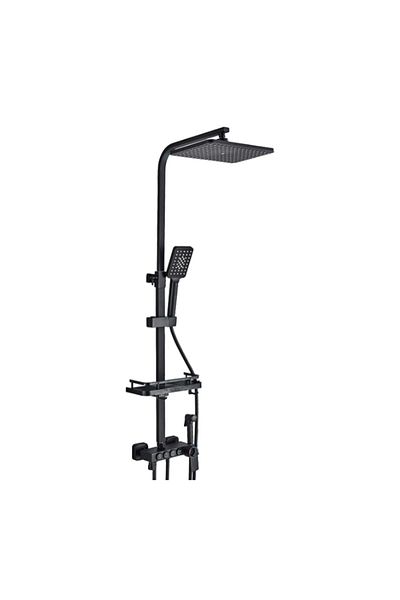 Blackswan Design Coloana dus, Blackswan, Tip M145, negru ajustabil, termostat, pipa mobila, dus presiune, 120 cm