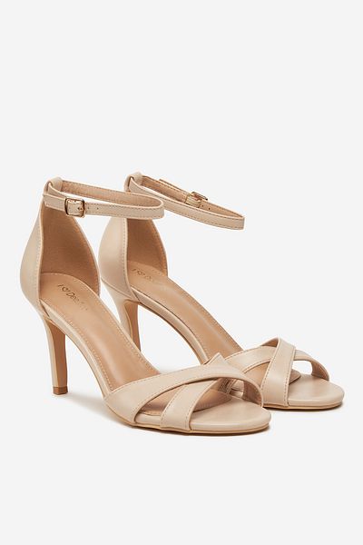 DeeZee Sandale joase stiletto bej pentru femei, mărimea 41