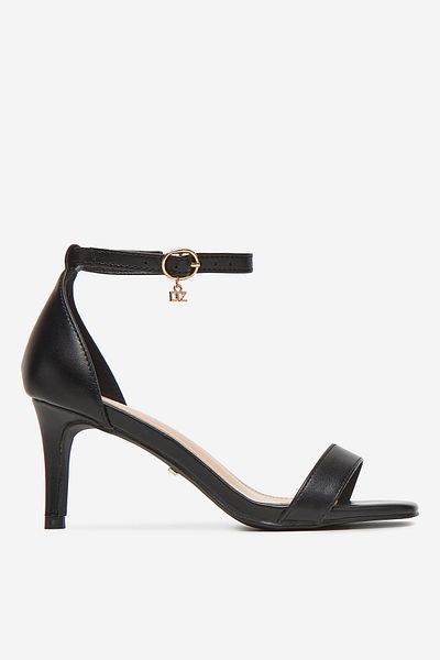 DeeZee Sandale cu toc înalt pentru femei, stiletto, negre, talie înaltă, 36