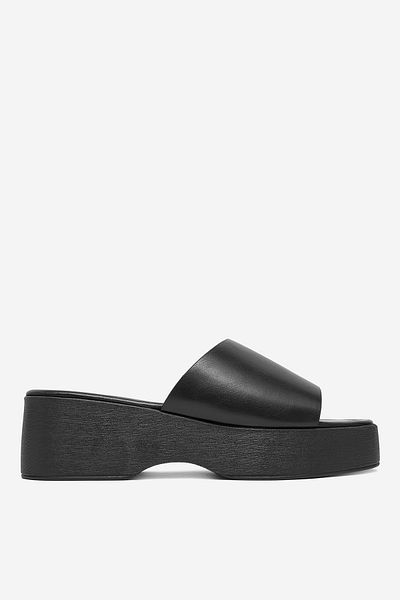 DeeZee Sandale cu platformă pentru femei, negre, cu platformă joasă, 38