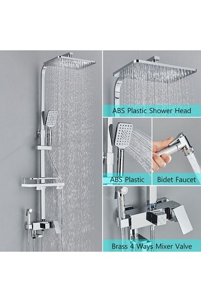 Blackswan Design Shower column, Blackswan, Type M131, adjustable chrome model, with movable spout, pressure shower, 29 cm
